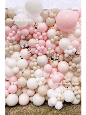 İstoç Parti Deniz Kumu Beyaz Pembe Balon Seti 100 Adet