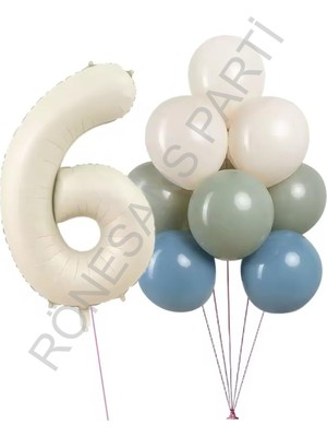 İstoç Parti Krem Rakam ve Balon Seti Yaş-6