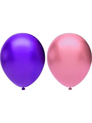 İstoç Parti Metalik Balon Seti 100 Adet ( Pembe, Mor)