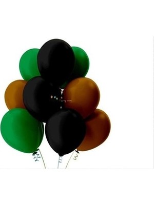 İstoç Parti Açık Yeşil-Kahverengi-Siyah Pastel Soft Balon 50 Adet