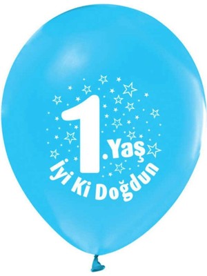 İstoç Parti 1 Yaş Iyi Ki Doğdun Baskılı Mavi Balon 20'li Paket