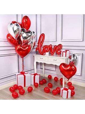 İstoç Parti Sevgililer Günü Love Kalp Kırmızı Folyo Balon Seti