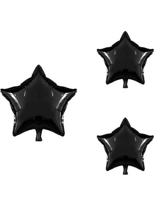 İstoç Parti Siyah Yıldız Folyo Balon 45 cm 3 Adet