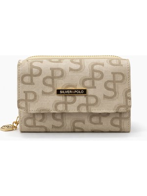 Louisiana Polo Silver Polo Kadın Cüzdan Prınt Desenli Bej-Taba 1100