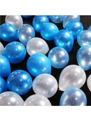İstoç Parti 12 Inç 20 Adet Metalik Beyaz-Mavi Balon