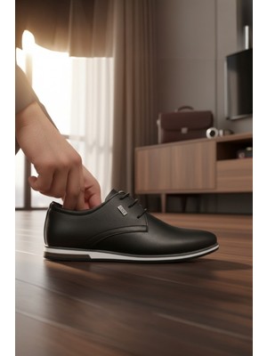 Enoch Erkek Smart Casual Bağcıklı Ayakkabı - Metal Amblemli Esnek Hafif Tabanlı Şehir Şıklığı ve Ofis Ayakkabısı