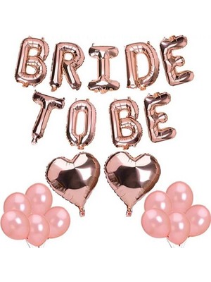 İstoç Parti Bride To Be Rose Gold Kalpli Balonlu Folyo Balon Seti