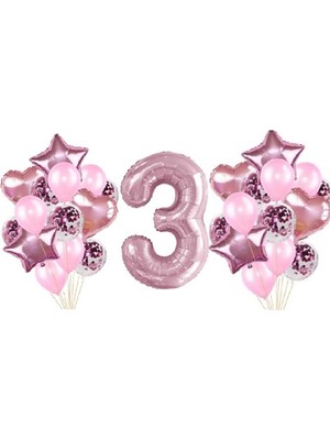 İstoç Parti Pembe Renk 3 Yaş Balon Seti