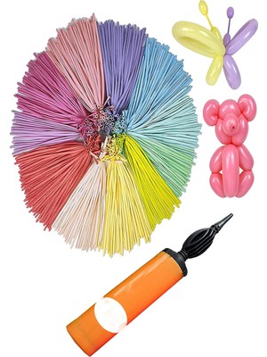 İstoç Parti Renkli Sosis Balon 30 Adet + Balon Pompası