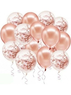 İstoç Parti Rose Gold Konfetili Balon Seti 20 Adet