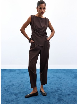 Sateen Lena Havuç Pantolon - Kahve