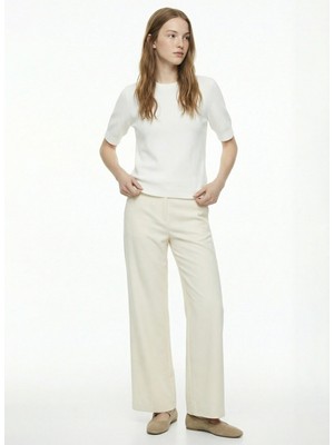 Fabrika Ekru Kadın Bisiklet Yaka Loose Fit Kazak F6SL-KZK0060