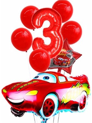 İstoç Parti Kırmızı Araba Yıldız Folyo Balon Seti Yaş 3