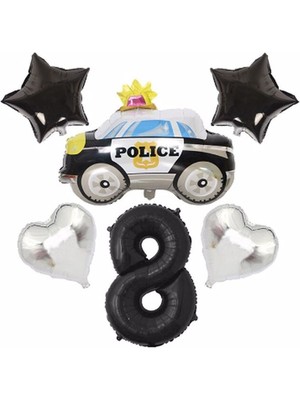 İstoç Parti Polis Arabası Balon Folyo Set Konsept Yaş 8
