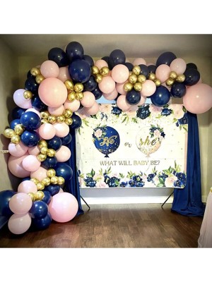 İstoç Parti Krom Gold Gece Mavisi ve Makaron Pembe Balon Seti 50 Adet