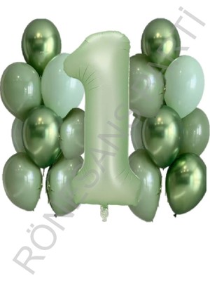 İstoç Parti Su Yeşili Rakam ve Balon Seti Yaş 1