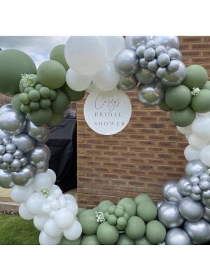 İstoç Parti Krom Gümüş Küf Yeşili ve Beyaz Balon Zinciri 100 Adet