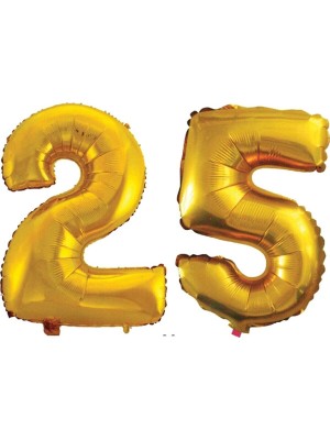 İstoç Parti 25 Yaş Sayı Folyo Balon Gold 40 Inç 100 cm