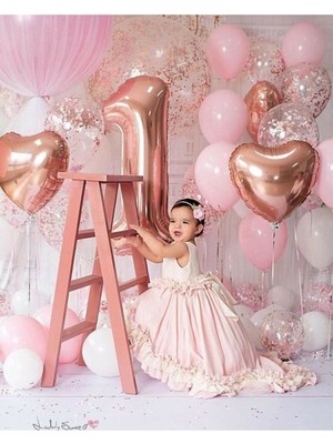 İstoç Parti Rosegold Doğum Günü Balon Seti 1 Yaş