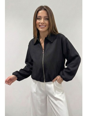 Hiccup Kadın Bdart Gabardin Fermuarlı Bomber Ceket Siyah