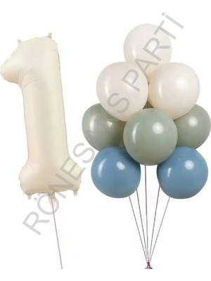 İstoç Parti Krem Rakam ve Balon Seti Yaş-1