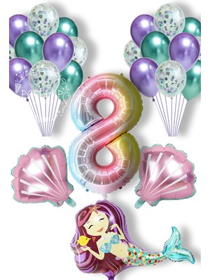İstoç Parti Deniz Kızı Balon Full Parti Süsleme Seti 8 Yaş