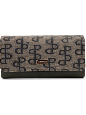 Louisiana Polo Silver Polo Kadın Cüzdan Monogram Desenli  Vizon Haki 1036