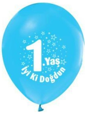 İstoç Parti 1 Yaş Iyi Ki Doğdun Baskılı Mavi Balon 100\'LÜ Paket