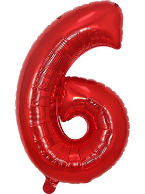 İstoç Parti Folyo Balon Kırmızı 6 Rakamı 40 Inç 100 cm