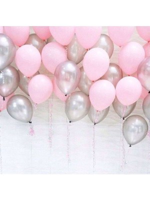 İstoç Parti Pembe-Gümüş Balon Seti 30 Adet