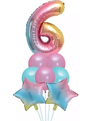 İstoç Parti Unicorn Folyo Balon Doğum Günü Seti 6 Yaş