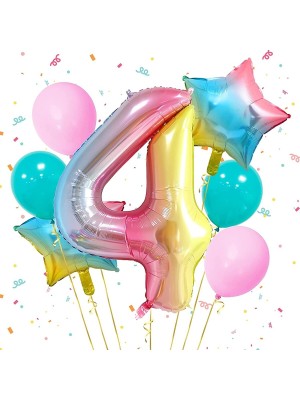 İstoç Parti Gökkuşağı Folyo Balon Seti 4 Yaş