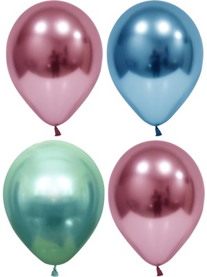 İstoç Parti Pembe-Mavi-Yeşil Krom Balon 10 Adet