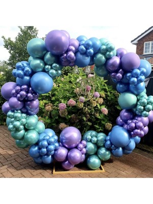 İstoç Parti Krom Mavi Yeşil ve Mor Balon Zinciri 100 Adet