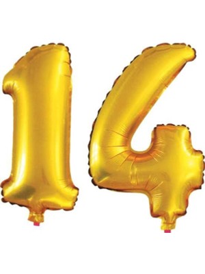 İstoç Parti 14 Yaş Sayı Folyo Balon Gold 40 Inç 100 cm