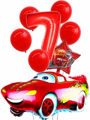 İstoç Parti Kırmızı Araba Yıldız Folyo Balon Seti Yaş 7