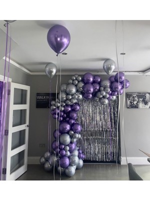 İstoç Parti Mor-Gümüş Krom Balon Zinciri Seti 100 Adet