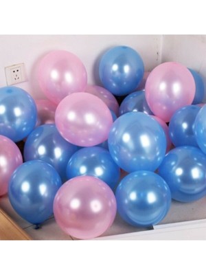 İstoç Parti 12 Inç 20 Adet Metalik Pembe-Mavi Balon