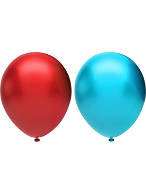 İstoç Parti Metalik Balon Seti 20 Adet ( Kırmızı, Açık Mavi)