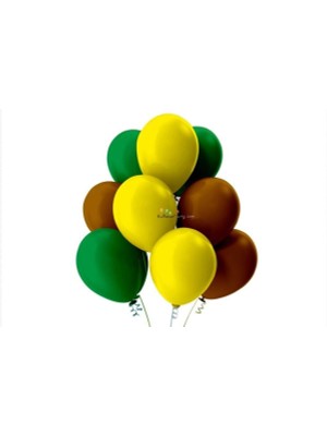 İstoç Parti Açık Yeşil-Kahverengi-Sarı Pastel Soft Balon 50 Adet + 5 Metre Balon Zinciri