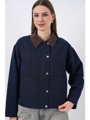 Hiccup Kadın Bdart Gabardin Düğmeli Cepli Ceket Lacivert
