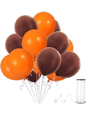 İstoç Parti Kahverengi - Turuncu Metalik Balon 20 Adet