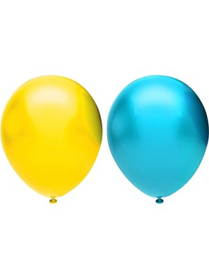 İstoç Parti Metalik Balon Seti 10 Adet ( Açık Mavi, Sarı)