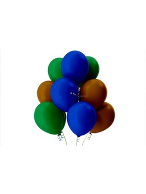 İstoç Parti Açık Yeşil-Kahverengi-Koyu Mavi Pastel Soft Balon 50 Adet + 5 Metre Balon Zinciri