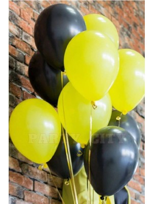 İstoç Parti Metalik Sarı - Siyah Balon 15 Adet