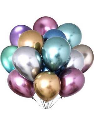 İstoç Parti Karışık Krom Balon Doğum Günü Balonu 30 Adet