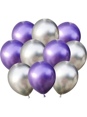İstoç Parti Gümüş-Mor Krom Balon 40 Adet