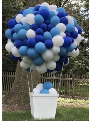 İstoç Parti Pastel Beyaz-Açık Mavi-Koyu Mavi Balon Zinciri 50 Adet  + 5 mt Balon Zinciri
