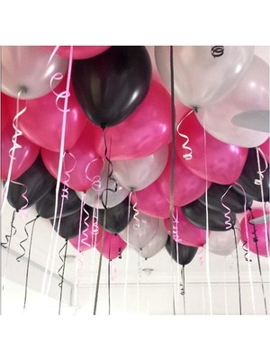 İstoç Parti Fuşya - Gümüş - Siyah Karışık Metalik Balon 10 Adet
