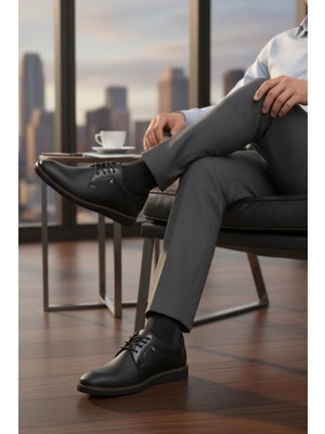 Enoch Erkek Klasik Ayakkabı - Mikro Nokta Dokulu ve Esnek Hafif Tabanlı Bağcıklı Model